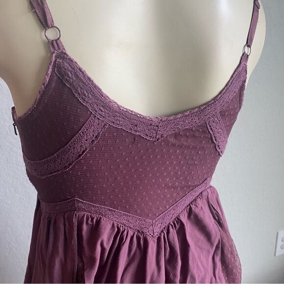 American Eagle Outfitters Womens Dress Size 2 Mauve Babydoll Lace Fairy A-Line - Picture 7 of 14